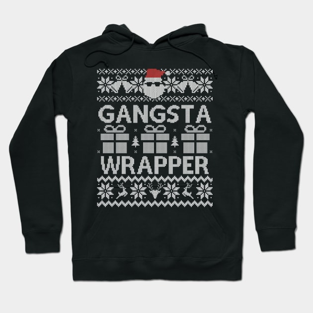 Ugly Christmas Sweater Gangsta Wrapper Santa Hoodie by HolidayoftheWeek